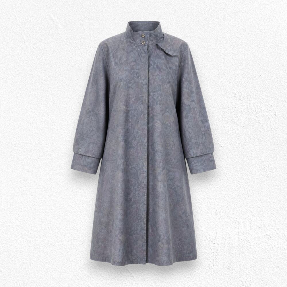 Vintage 80s London Fog Dark Floral Trench Coat Size 12P Removable Liner USA Long